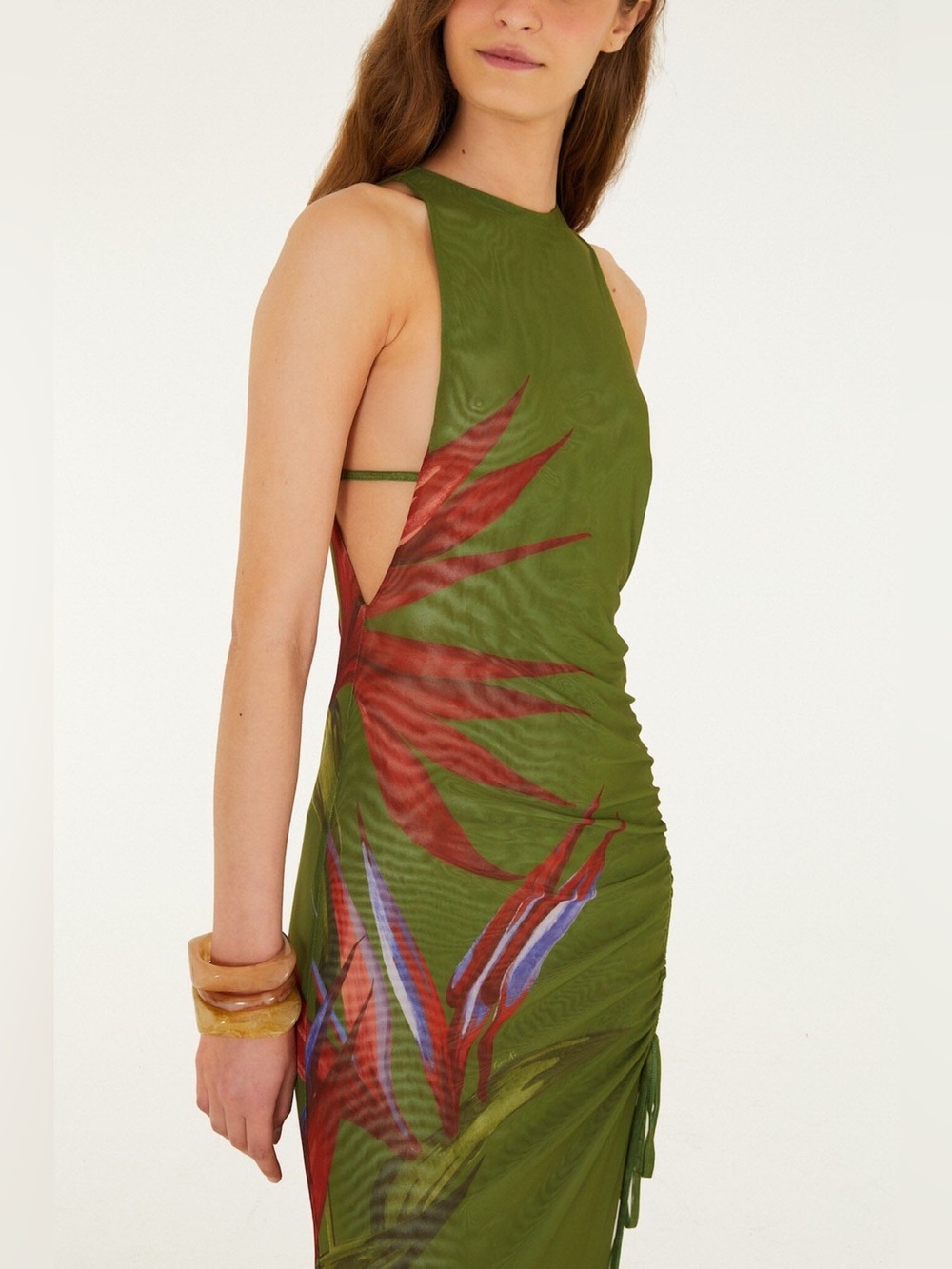 FARM RIO Dark Green Strelitzia Maxi Dress Coverup - Picture 2 of 4